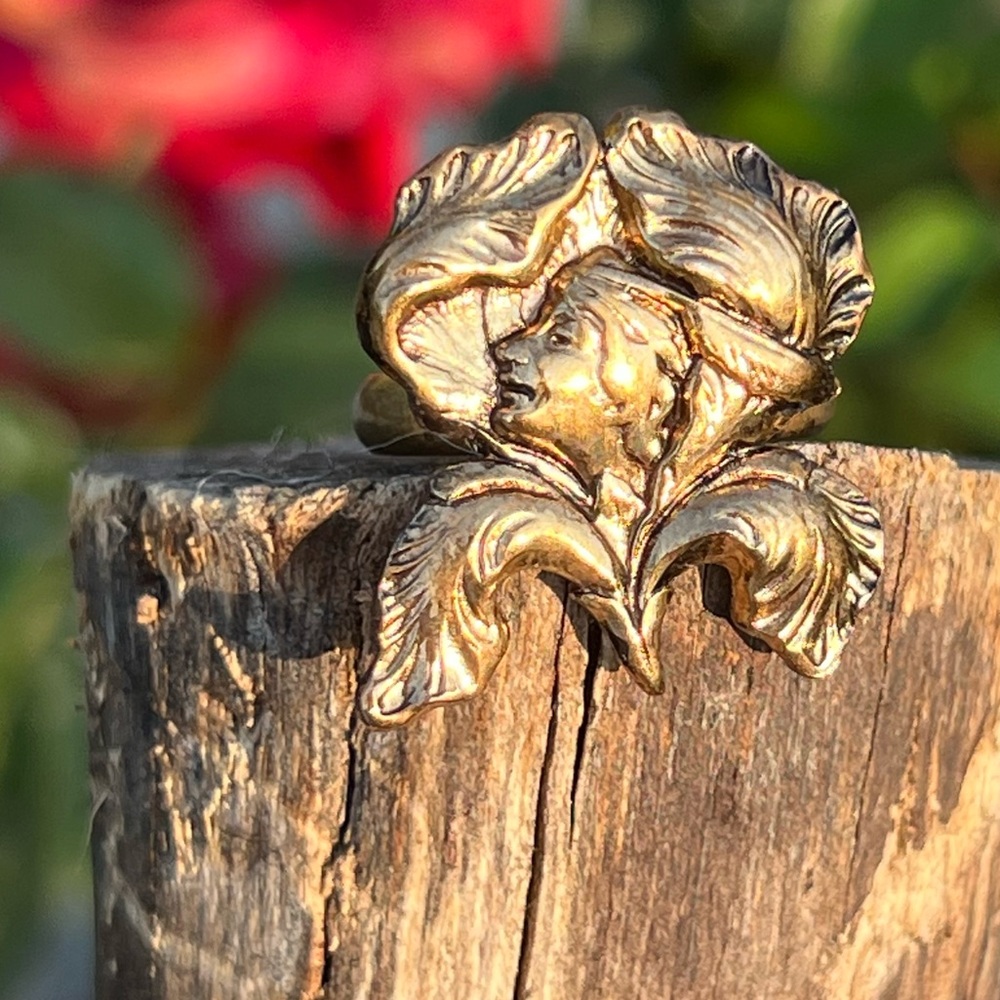 Vintage Art Nouveau Adjustable Lady Rings – Estate Gold-Plated – Size 4 to 8